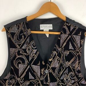 Vintage Deadstock Velvet Glitter Vest Size Large